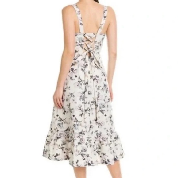 REBECCA TAYLOR NWT Sofia Sleeveless Lace Up Corset Midi Dress Floral Print 2 - Picture 2 of 7